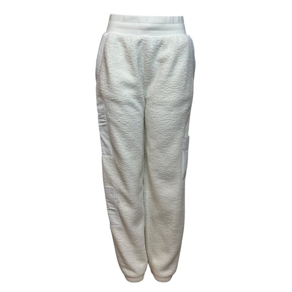 Alo Womens White Sherpa Teddy Lounging Joggers with Pockets Size S - Picture 1 of 5